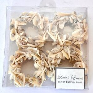 NWT Set of 4 Seashell & Mother of Pearl Napkin Rings – Leila’s Linens New in Box